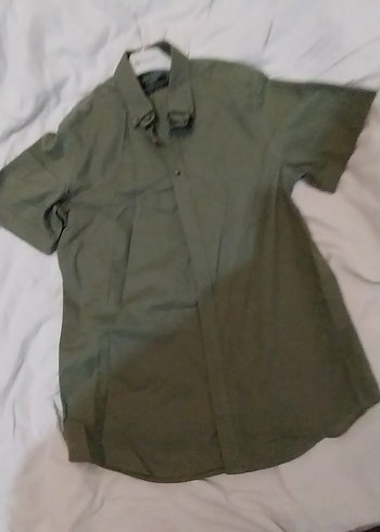 Erkek Haki Kısa Kollu Gömlek - Görsel 3