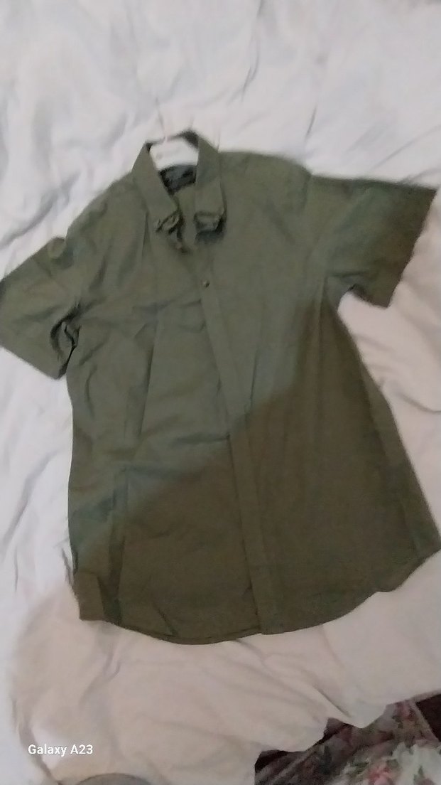 Erkek Haki Kısa Kollu Gömlek - Görsel 3