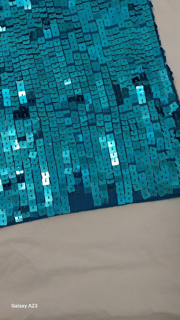 Turkuaz Parlak Payetli Bohem abiye üst - Görsel 4