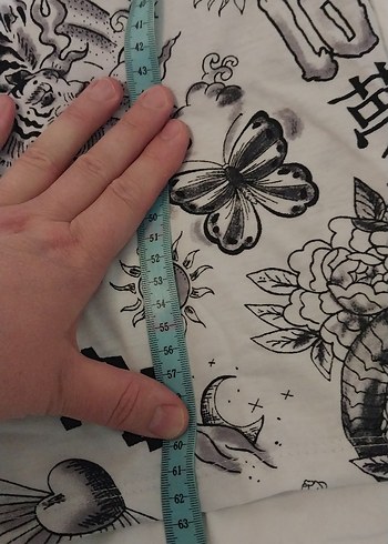 Gri Baskılı Tişört, Kısa Kollu, Salaş - Görsel 3