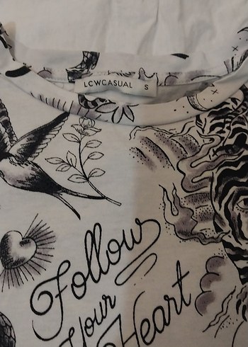 Gri Baskılı Tişört, Kısa Kollu, Salaş - Görsel 2