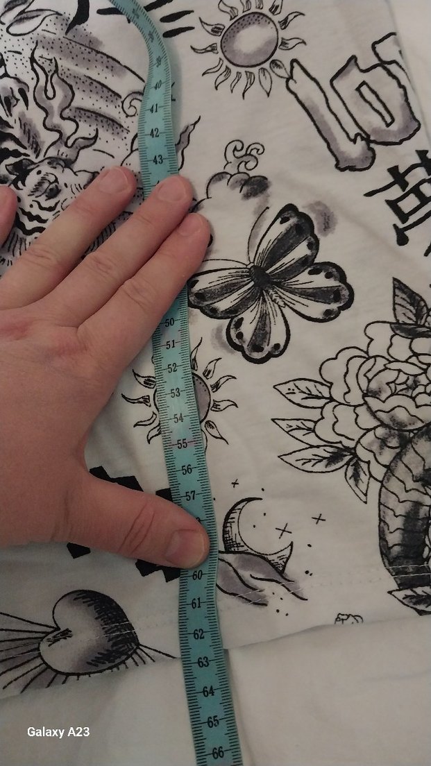 Gri Baskılı Tişört, Kısa Kollu, Salaş - Görsel 3