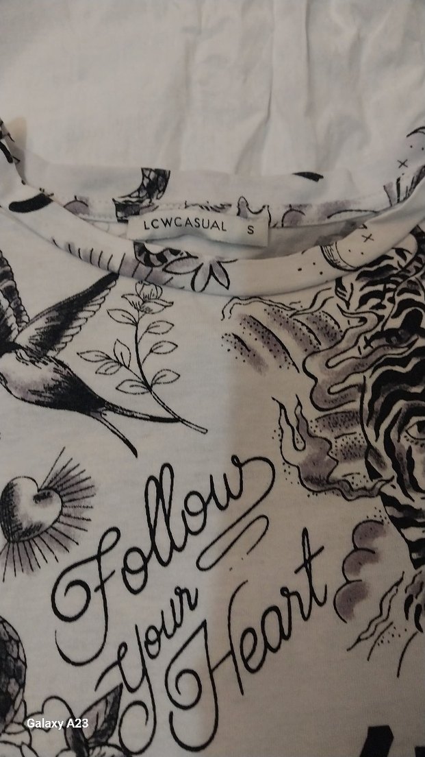 Gri Baskılı Tişört, Kısa Kollu, Salaş - Görsel 2