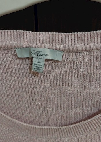 toz pembe Kadın Keten Salaş fakir Kollu Kazak - Görsel 2