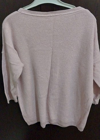 toz pembe Kadın Keten Salaş fakir Kollu Kazak - Görsel 5