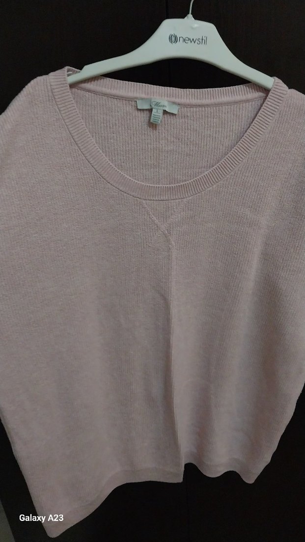 toz pembe Kadın Keten Salaş fakir Kollu Kazak - Görsel 4