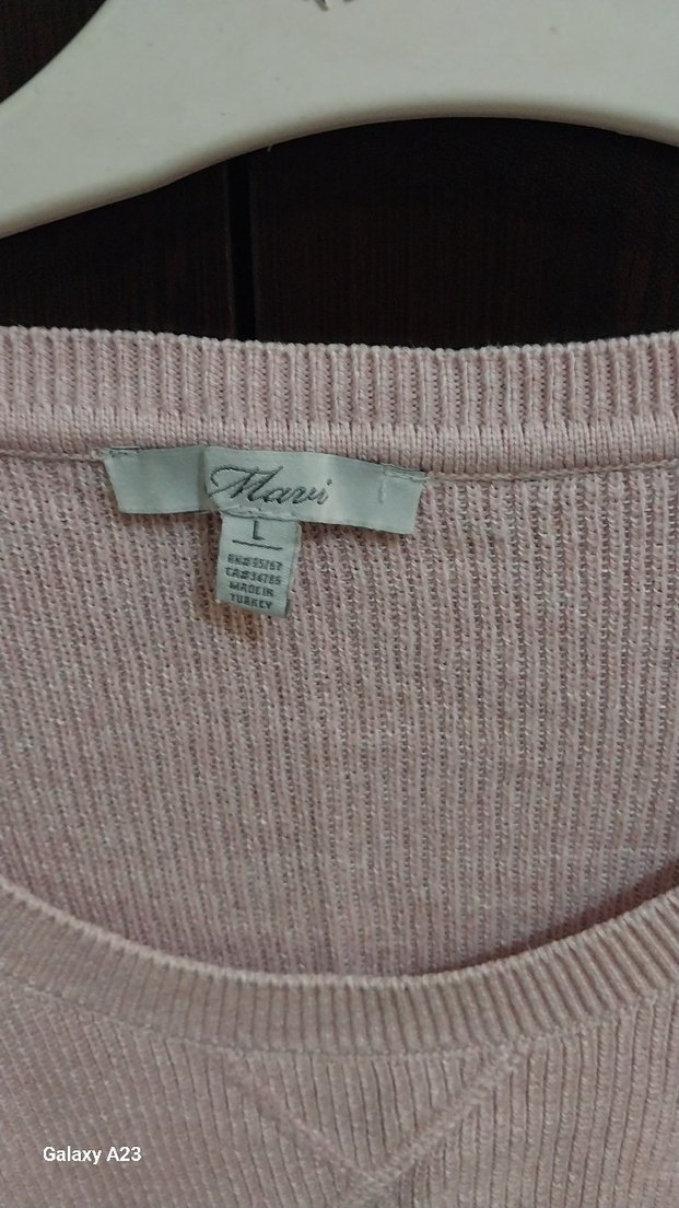 toz pembe Kadın Keten Salaş fakir Kollu Kazak - Görsel 2