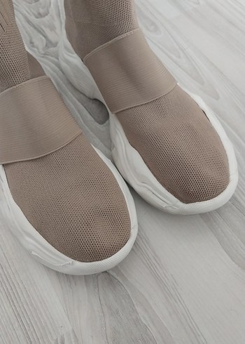 Bej Elastik Günlük Spor Ayakkabı - Görsel 3