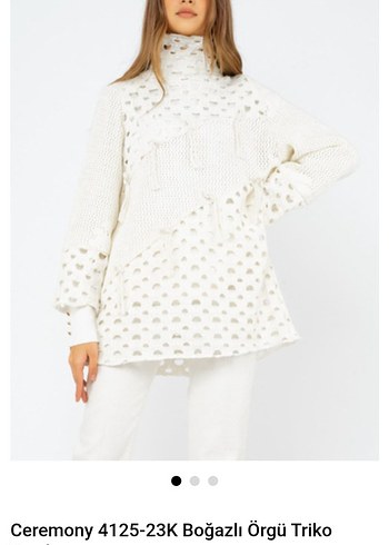 Beyaz Bohem Örgü Kazak - Görsel 5
