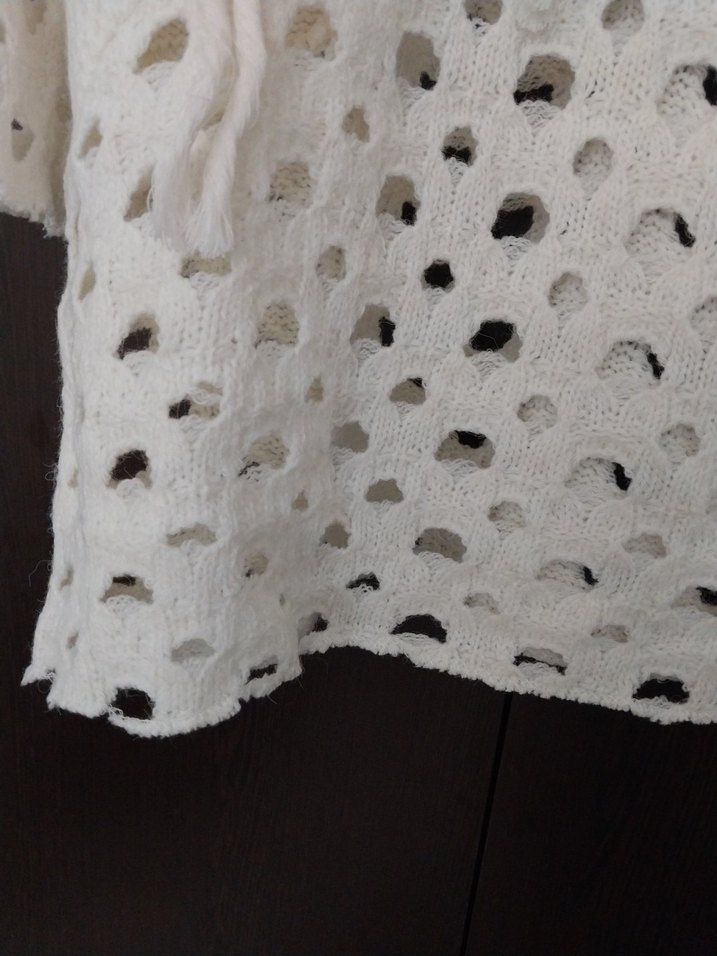 Beyaz Bohem Örgü Kazak - Görsel 3