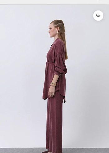 Bordo Keten Kadın ikili takım - Görsel 3