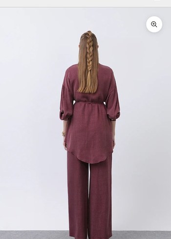 Bordo Keten Kadın ikili takım - Görsel 4