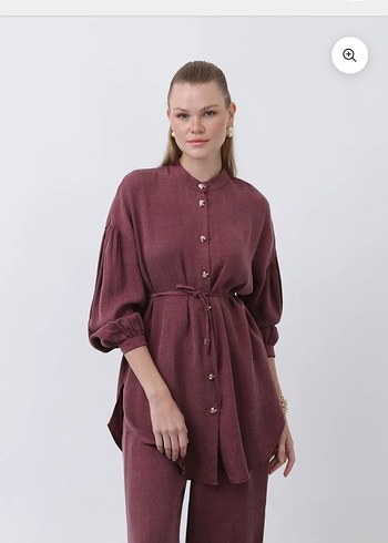 Bordo Keten Kadın ikili takım - Görsel 2