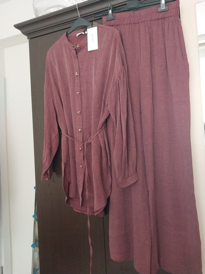 Bordo Keten Kadın ikili takım - Görsel 5