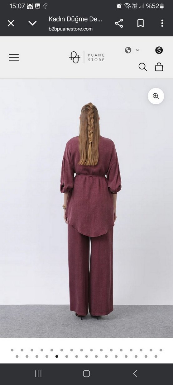 Bordo Keten Kadın ikili takım - Görsel 4