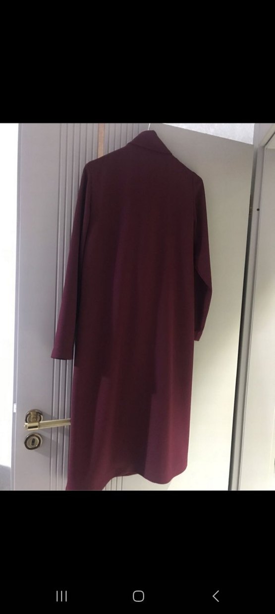 seçil  bordo Dökümlü Uzun Kadın treçkot kap - Görsel 5