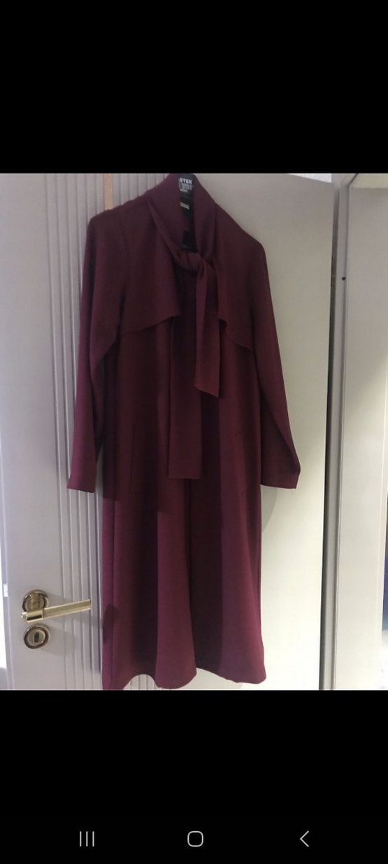 seçil  bordo Dökümlü Uzun Kadın treçkot kap - Görsel 2