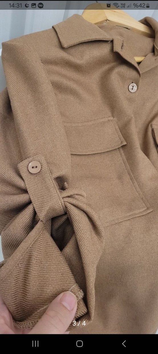 Düğmeli Kadın Gömlek, Nakış Detaylı - Görsel 3