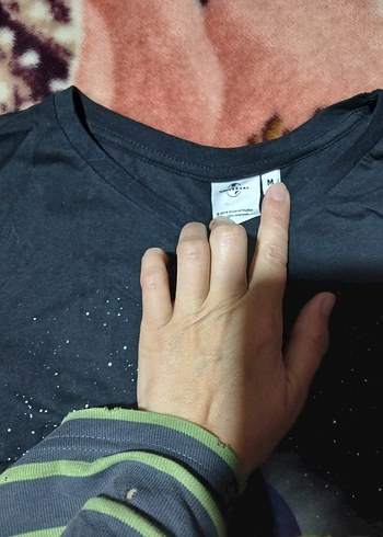 Kısa Kollu Siyah Baskılı  Tişörtü - Görsel 2