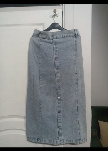 Düğmeli Denim Etek - Görsel 2