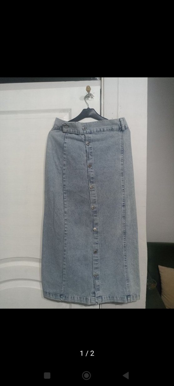 Düğmeli Denim Etek - Görsel 2