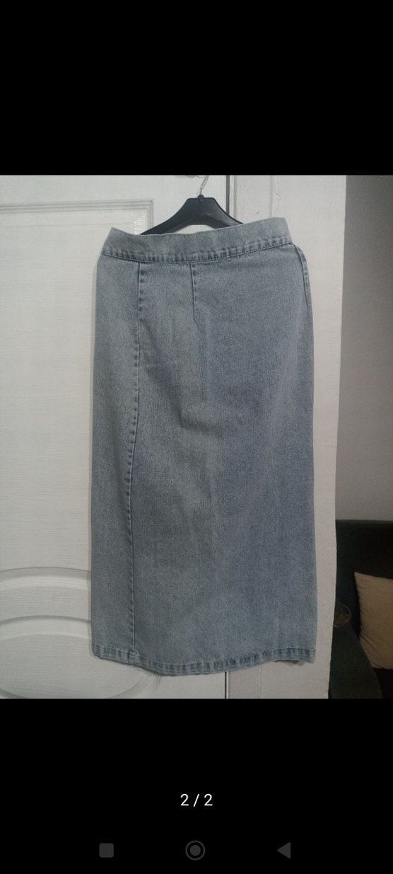 Düğmeli Denim Etek - Görsel 3