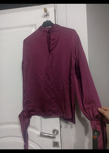 Trendyol milla Mürdüm Uzun Kollu Yüksek Yakalı Bluz - Görsel 2