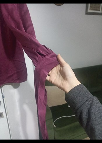 Trendyol milla Mürdüm Uzun Kollu Yüksek Yakalı Bluz - Görsel 4