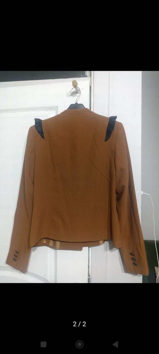 Düğmeli Kahverengi Kadın Süet Blazer - Görsel 2