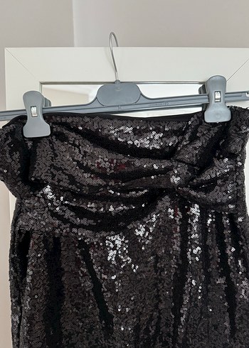 Kadın Siyah Mini Payetli Astarlı Etek - Görsel 4