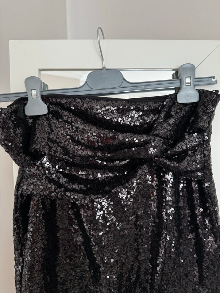 Kadın Siyah Mini Payetli Astarlı Etek - Görsel 4