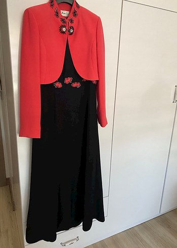 Klasik Nar çiçeği Ceketli Uzun Kadın Takım