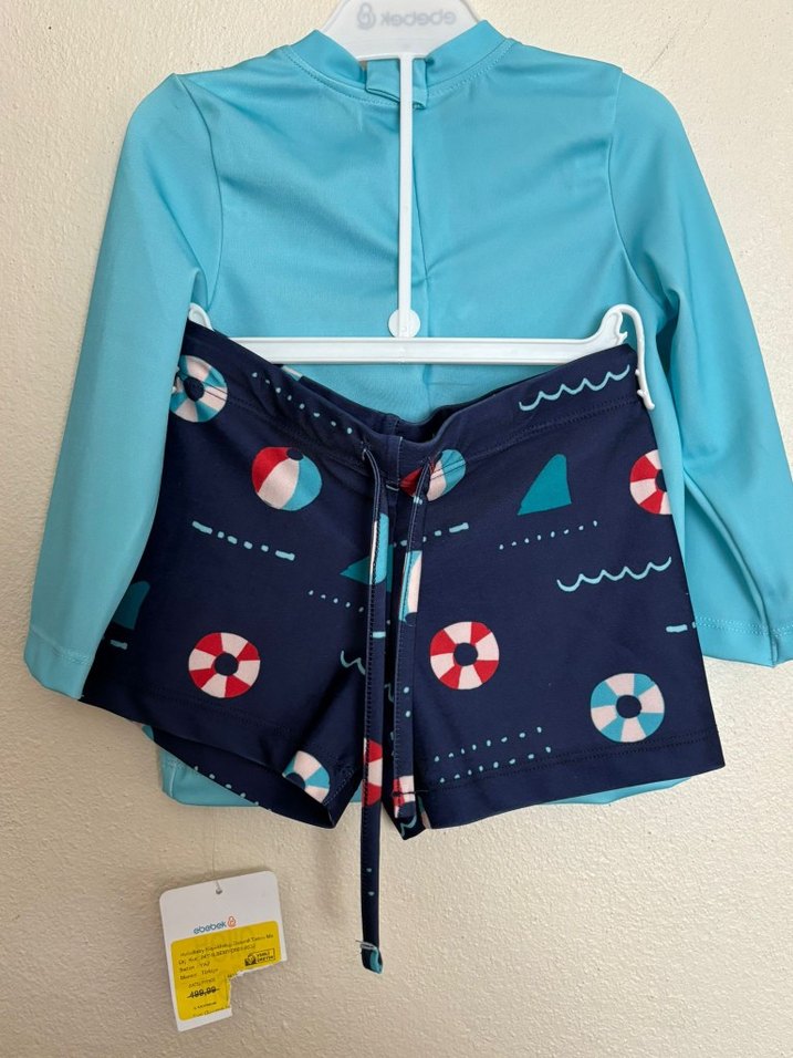 Uzun Kollu Erkek Çocuk Mavi Baskılı Mayo Takımı - Görsel 2