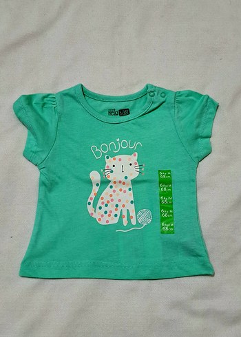 Kız Bebek Çocuk Pamuklu Renkli Kısa Kollu Tişört - Görsel 3