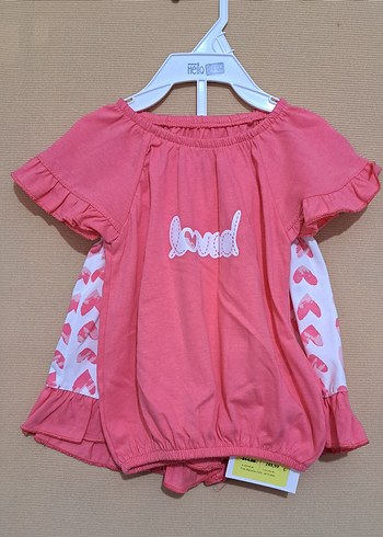 Kız Bebek Kalp Desenli Fırfırlı Takım - Görsel 2