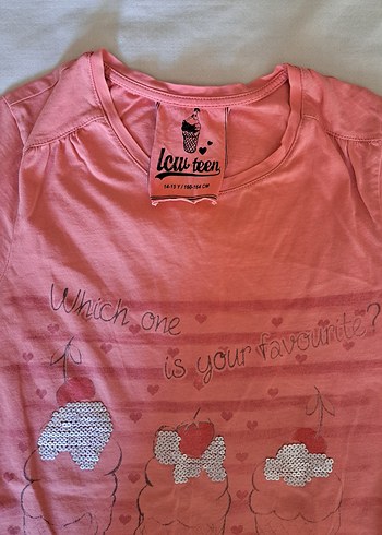 Kız Çocuk Pembe Dantelli Baskılı Kısa Kollu Tişört - Görsel 2