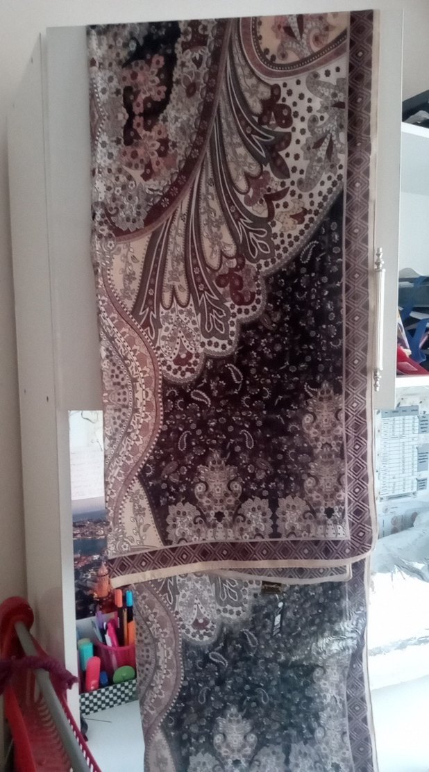 Bohem Tarz Kahverengi Desenli Şal - Görsel 2