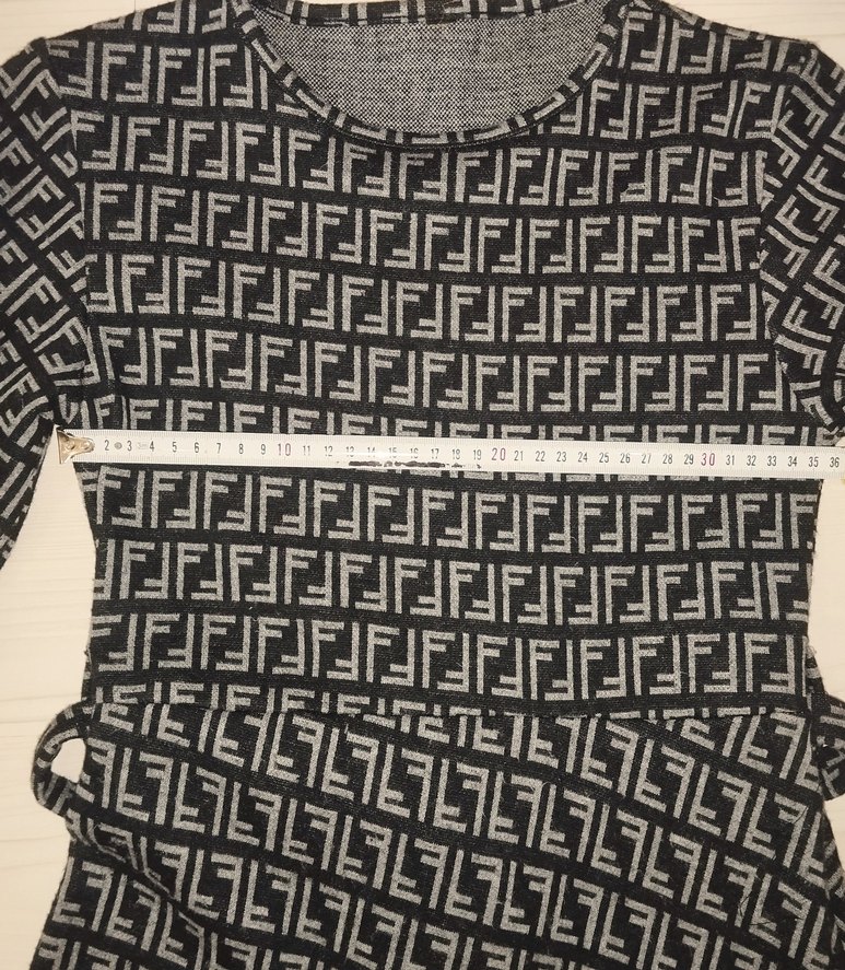 Siyah Desenli Uzun Kollu Uzun Elbise - Görsel 3