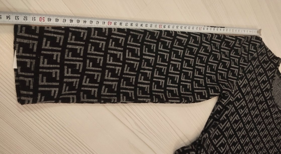 Siyah Desenli Uzun Kollu Uzun Elbise - Görsel 4