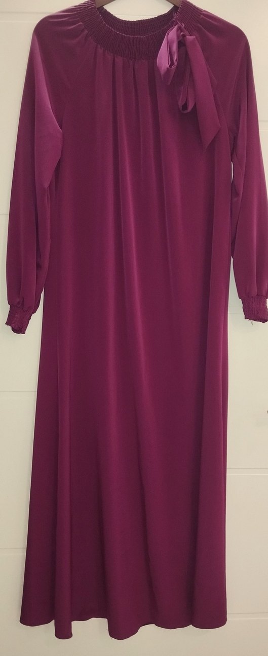 Bordo Uzun Kadın Elbise - Görsel 2