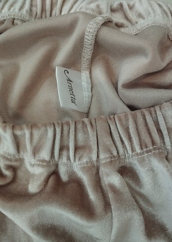 Bej Kadın Kadife Rahat Kesim Pijama - Görsel 5