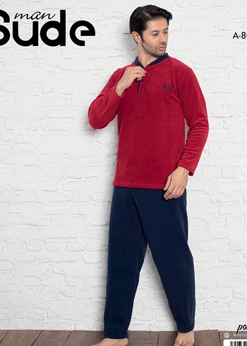 Bordo Erkek Pijama Takımı Uzun Kollu