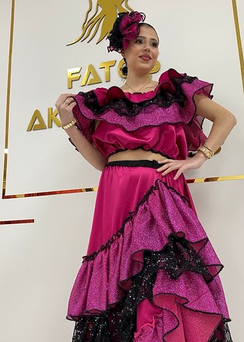 Fuşya Fırfırlı Roman Kostümü - Görsel 4