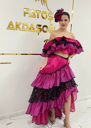 Fuşya Fırfırlı Roman Kostümü - Görsel 5