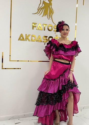 Fuşya Fırfırlı Roman Kostümü - Görsel 3