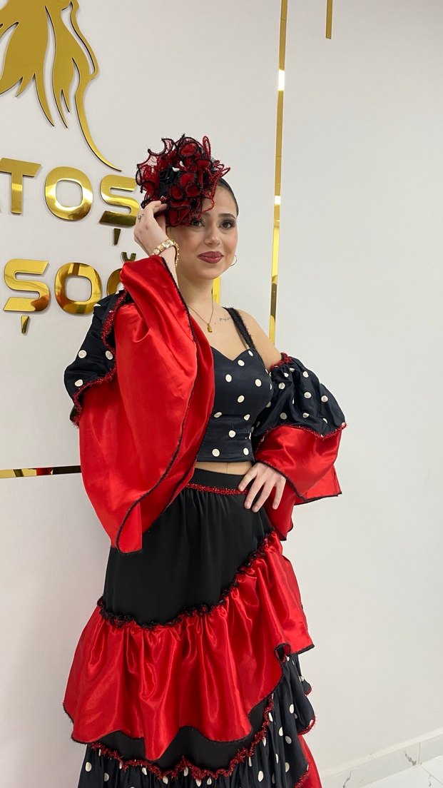 Kırmızı Puantiyeli Roman Kostümü - Görsel 4