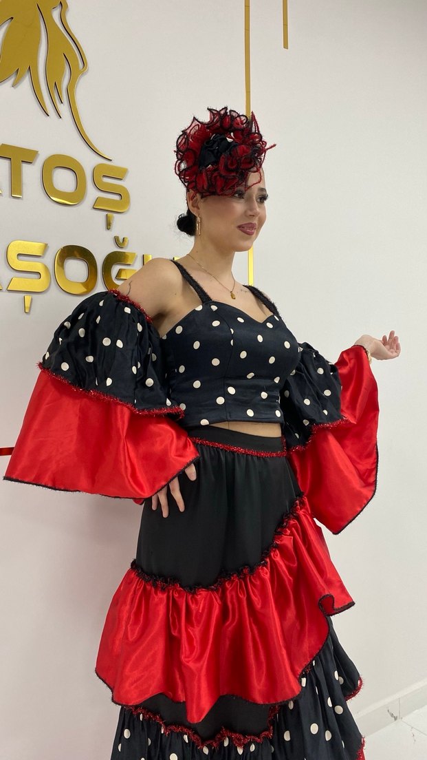 Kırmızı Puantiyeli Roman Kostümü - Görsel 2