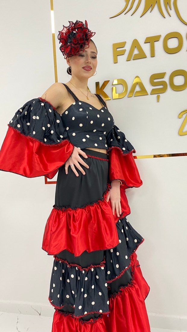 Kırmızı Puantiyeli Roman Kostümü - Görsel 5