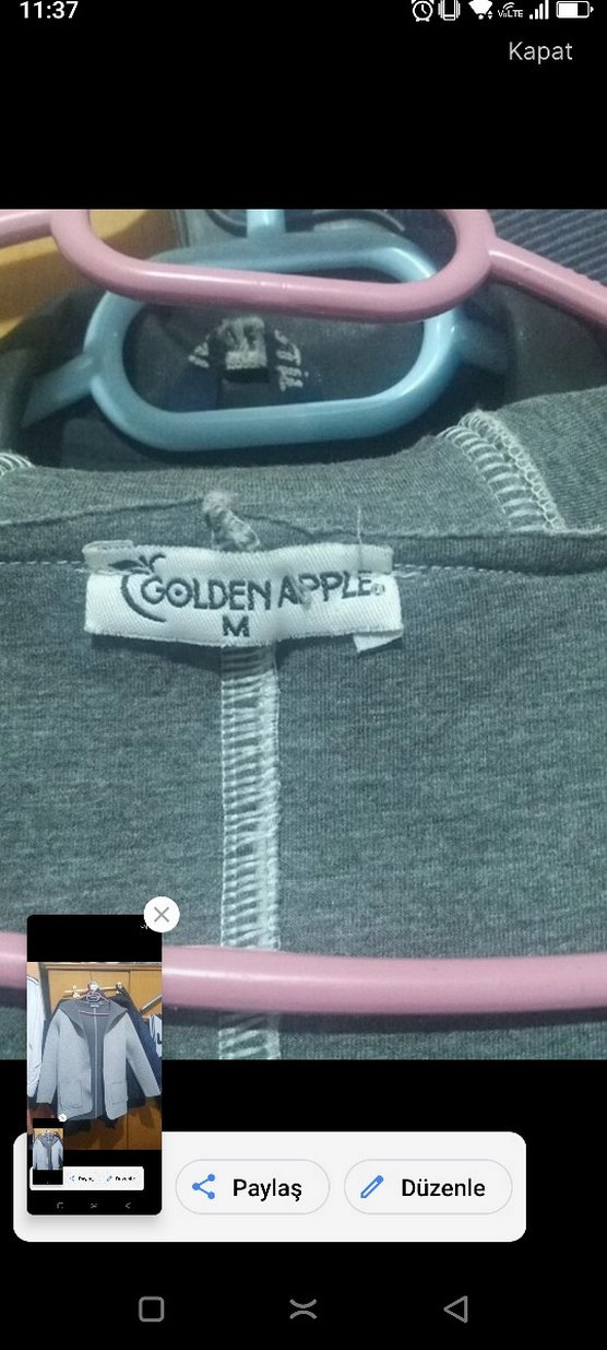 Gri Kapüşonlu Kısa Ceket - Görsel 2