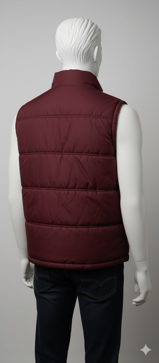 Bordo Düğmeli Erkek Kolsuz Yelek - Görsel 2